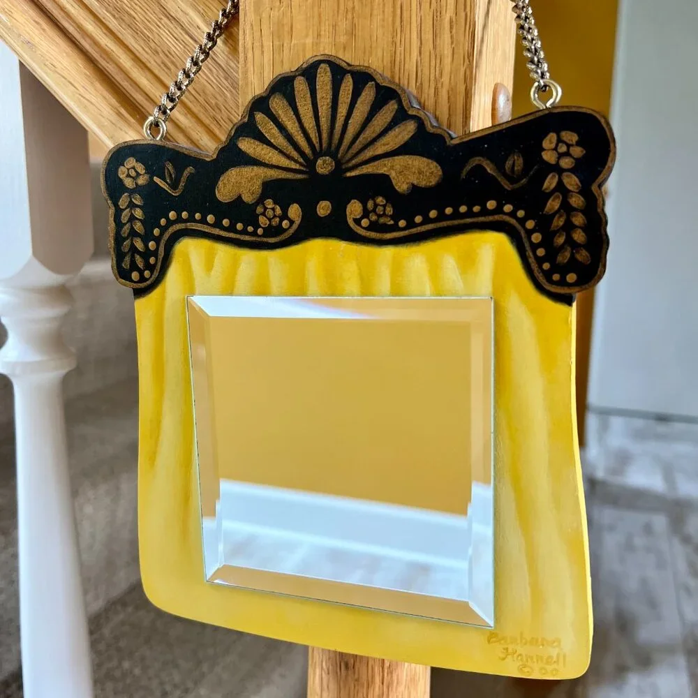 SALE! Vintage Barbara Hannell Painted Hanging Mirror